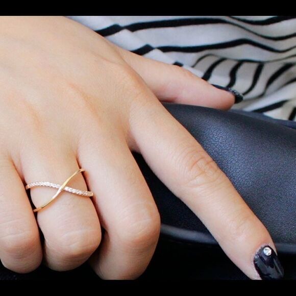 Gold X CZ Diamond Ring - Picture 1 of 3